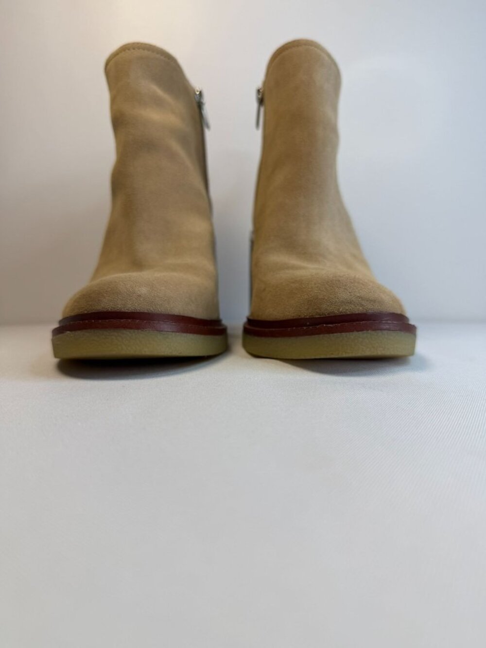 Vince Camuto Gorgan Women Size 9M Taupe Leather Ankle Block Heel Casual Boots - Picture 5 of 14